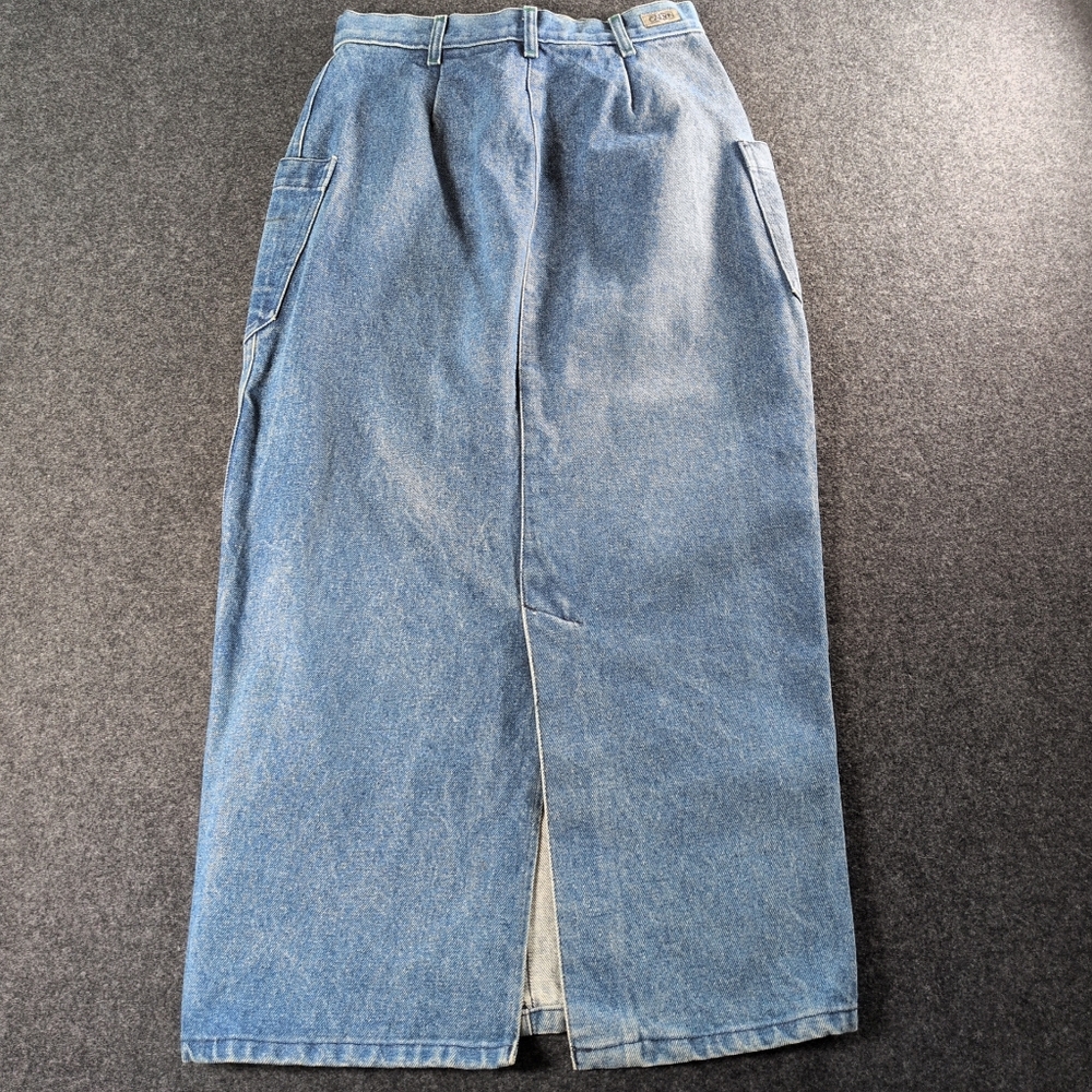 Vintage 80s Calvin Klein Denim Maxi Skirt with Front Pockets - Picture 2 of 7